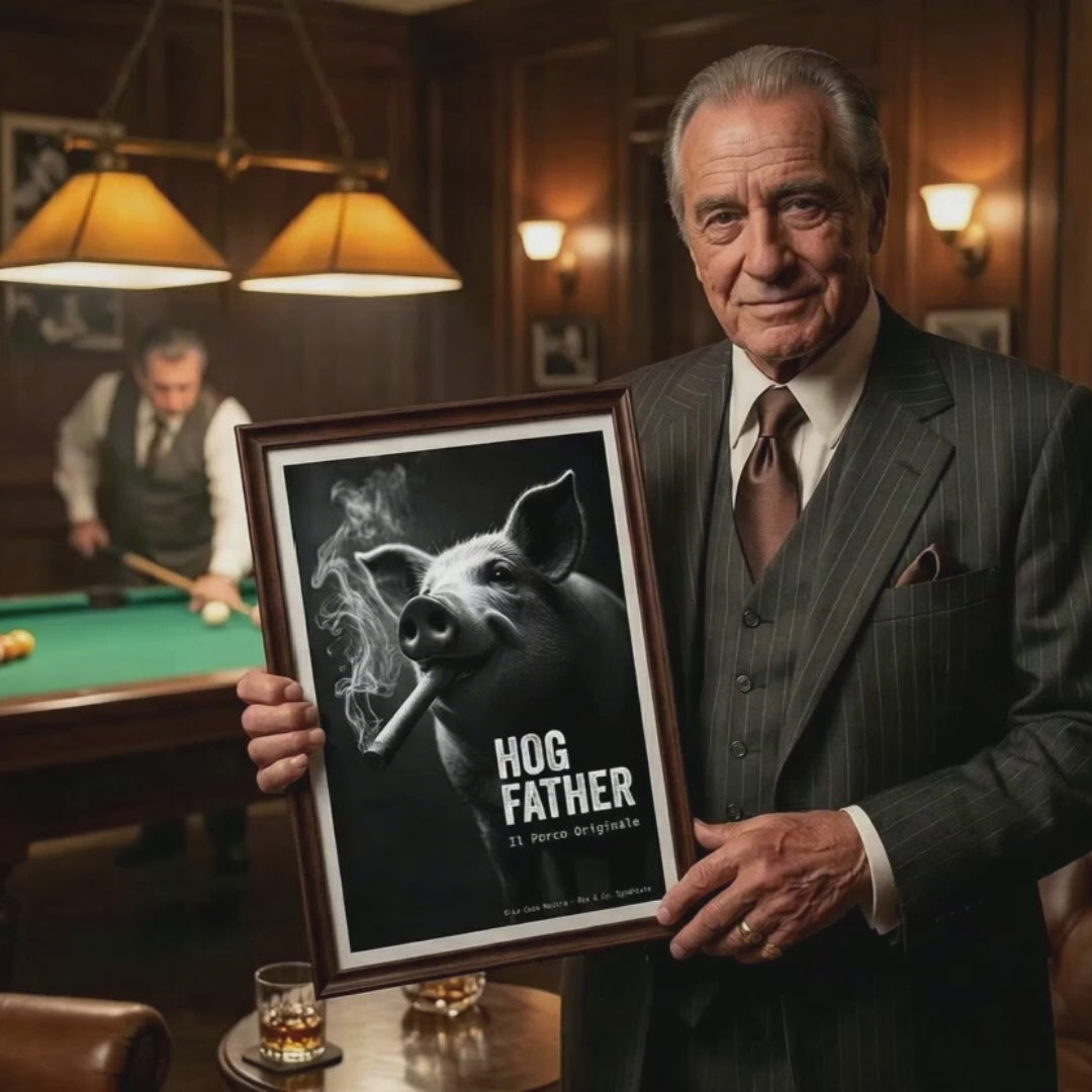 Hog Father Art Print | Funny Pig Mafia Poster
