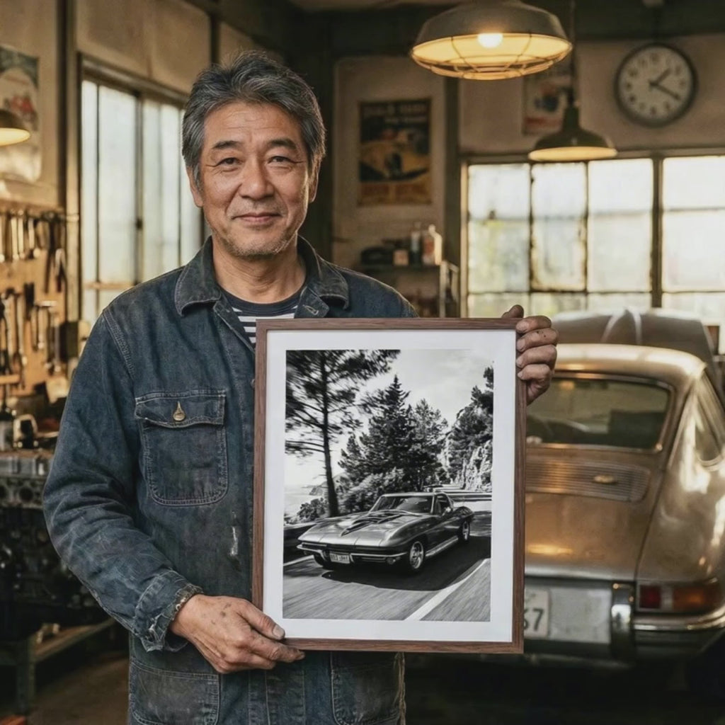 Corvette Stingray Art Print | Black and White Poster