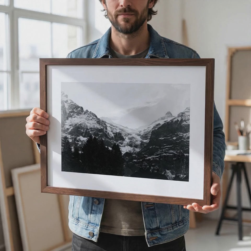 Glacial Peak Close-Up | Grindelwald | Black & White Alpine Art Print | Swiss Mountain Poster