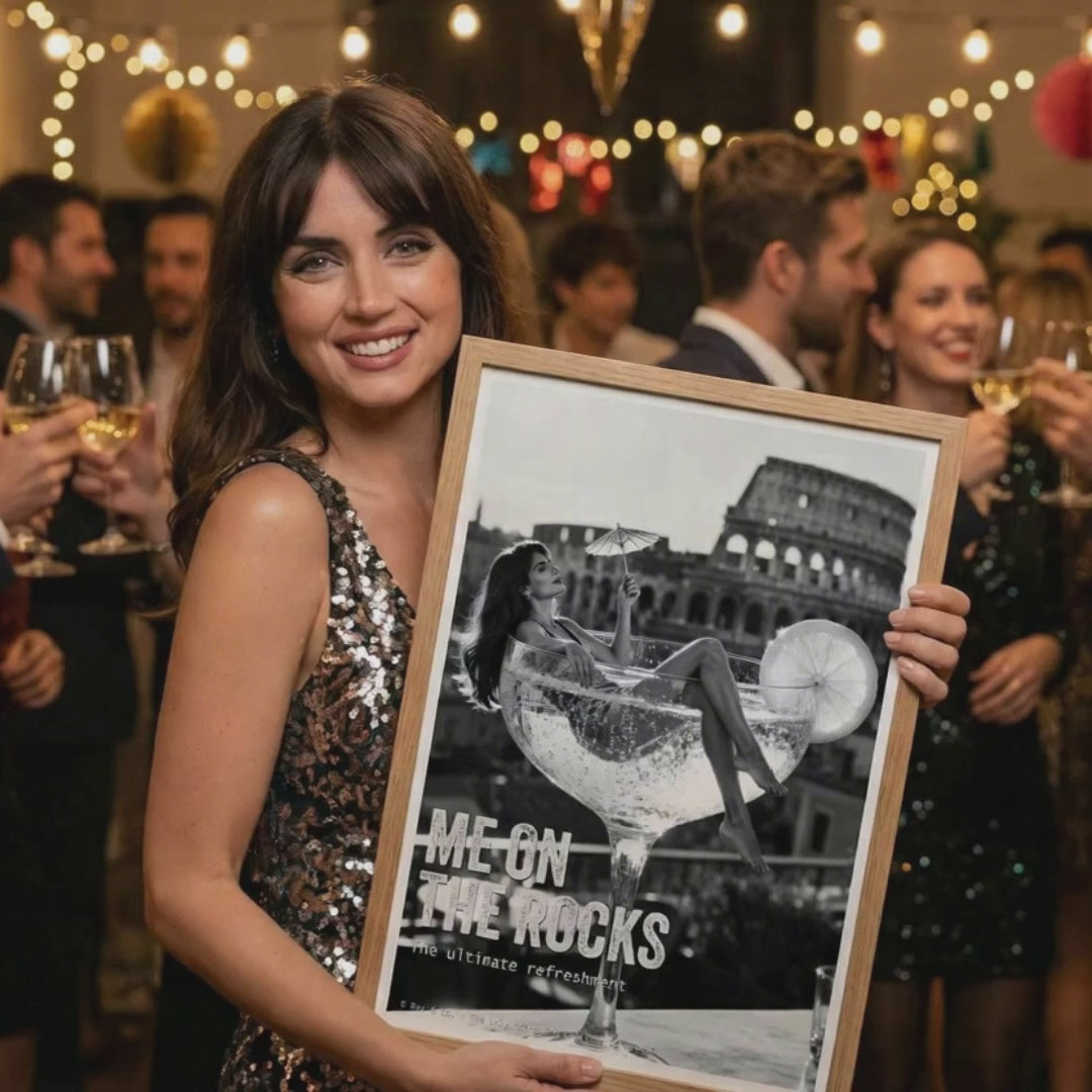 Retro Bathroom Wall Art | Lady in Cocktail Glass Print | Glamorous Decor | Feminine Art