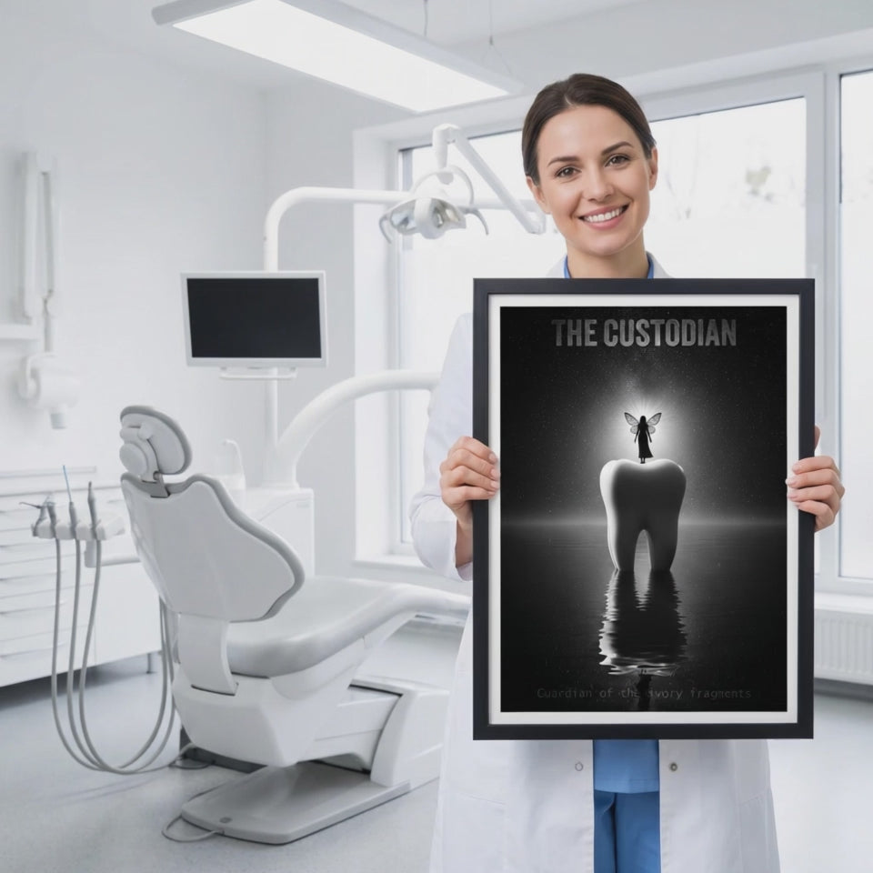 Gift for Dentist | Tooth Fairy Art Print | Surreal Dental Decor | Black and White
