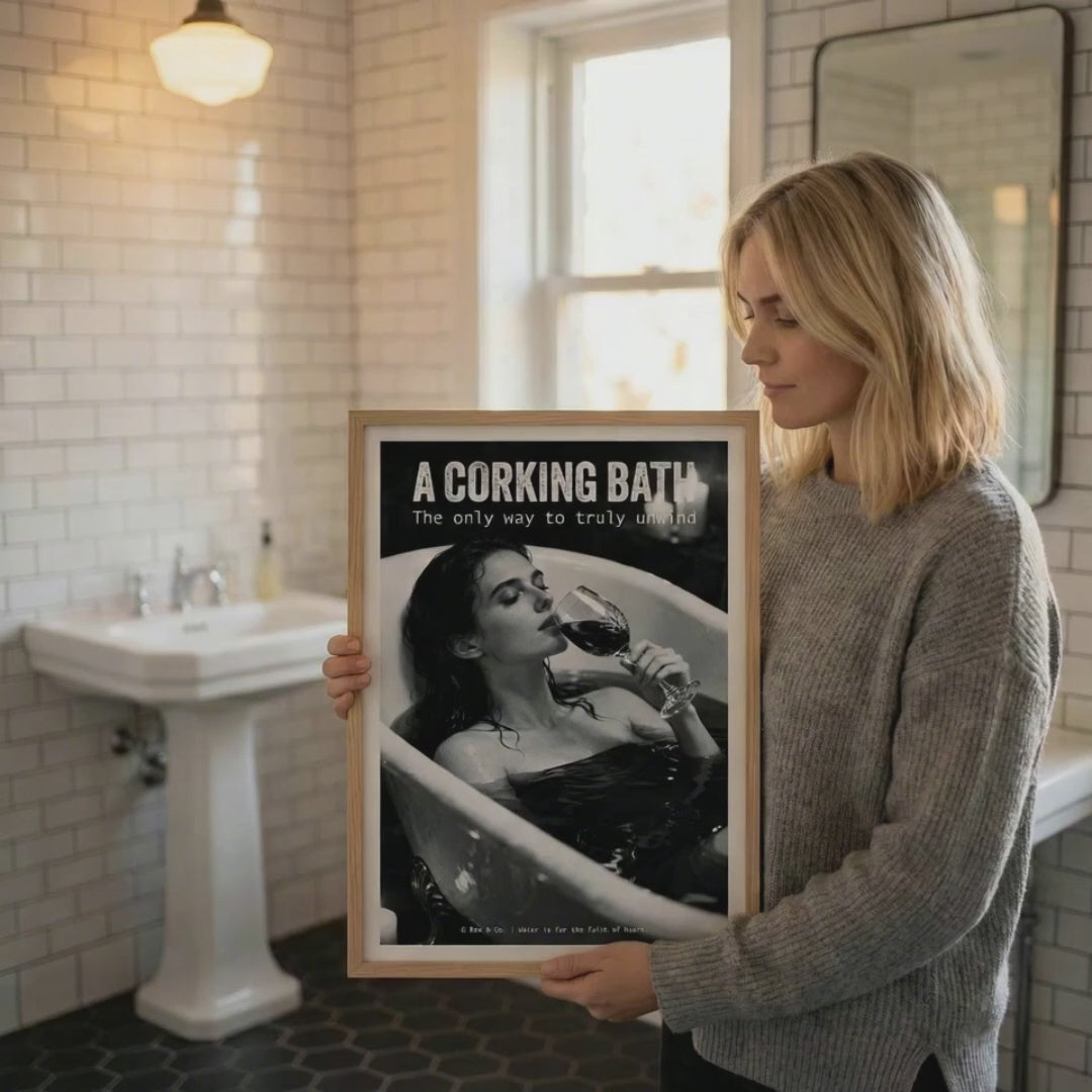 Woman in Wine Bath Art Print | Gothic Noir Bathroom Decor