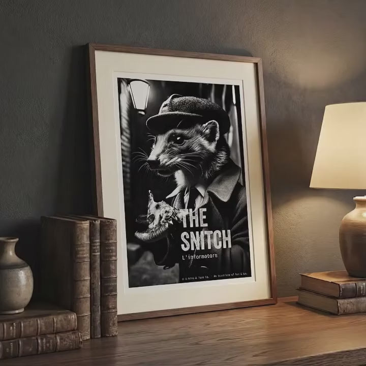 Gangster Weasel Art Print | Funny Animal Noir Decor